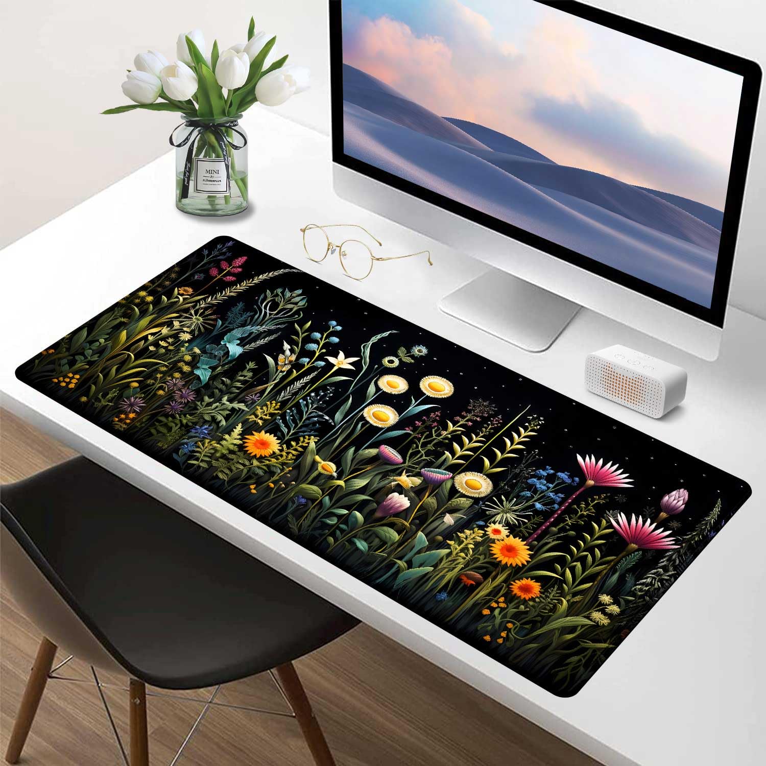 植物柄 大判マウスパッド Amazon.co.jp: ブラック 美的 ヴィンテージ ボタニカル
